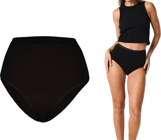 Bamboo Elements - S - Sous-vêtements menstruels - Slip taille haute - Noir - Sous-vêtements menstruels - Slip menstruel - Slip menstruel - Culotte menstruelle - Sous-vêtements slip femme