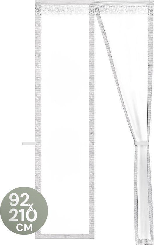 O'DADDY® Rideau de porte Deluxe FIBER - Rideau anti-moustiques magnétique - Pour portes neuves et standard - Installation facile - Moustiquaire de porte blanche - 92x210 cm