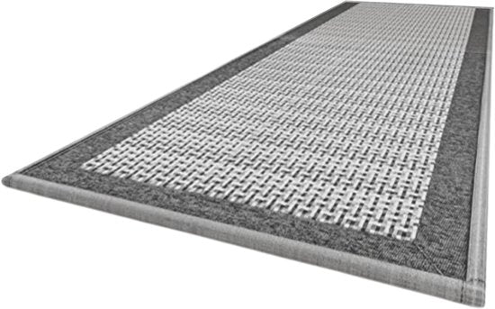 Hilvard - Tapis de cuisine - Lavable - 150 x 50 cm - Noir Gris - Antidérapant - Tapis de cuisine - Protecteur - Robuste - Moquette