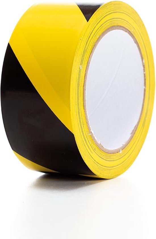 Perel Bande de marquage résistante à l'usure 5 cm x 33 m, pour une sécurité accrue sur le lieu de travail, noir/jaune