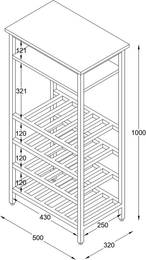 Porte-bouteilles design industriel armoire à vin noire - porte-bouteilles pour 20 bouteilles avec porte-verres - 50 x 32 x 100 cm
