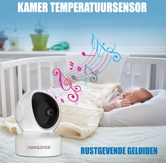 Novalance - Baby Monitor Wifi - Baby Monitor avec caméra - Baby Monitor avec écran 5 pouces - Berceuses - Détecteurs intelligents