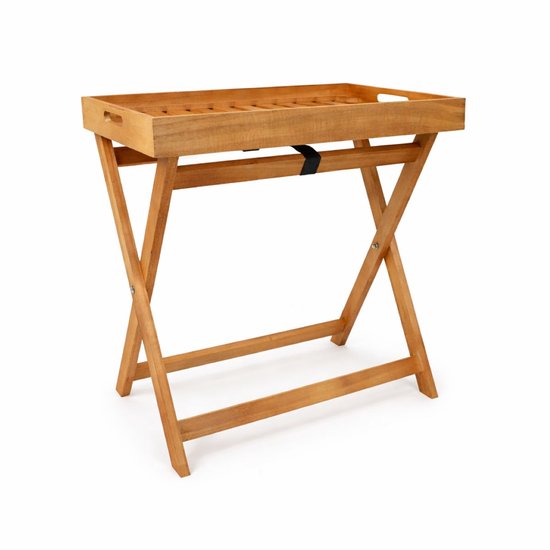 Ceruzo Table d'appoint Malibu - Pliable - Plateau - 50 cm - Bois de paulownia