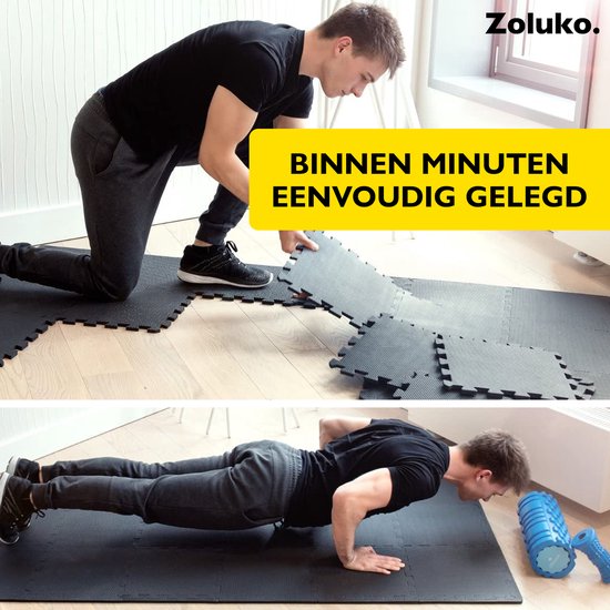 Zoluko Tapis de Puzzle - 30x30x1.2 cm - 48 pièces - 4.32m² - Tapis de Puzzle - Tapis de Puzzle - Tapis de jeu en mousse - Tapis de jeu pour bébé - Dalles en mousse - Dalles en caoutchouc - Dalles de piscine - Dalles de piscine - Dalles de sol - Tapis de g