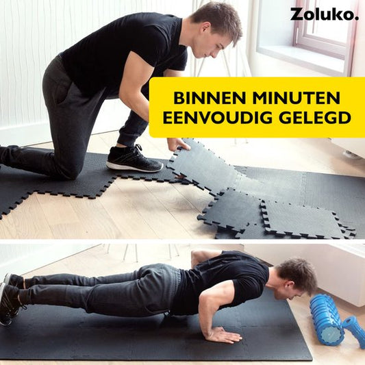 Zoluko Tapis de Puzzle - 30x30x1.2 cm - 48 pièces - 4.32m² - Tapis de Puzzle - Tapis de Puzzle - Tapis de jeu en mousse - Tapis de jeu pour bébé - Dalles en mousse - Dalles en caoutchouc - Dalles de piscine - Dalles de piscine - Dalles de sol - Tapis de g