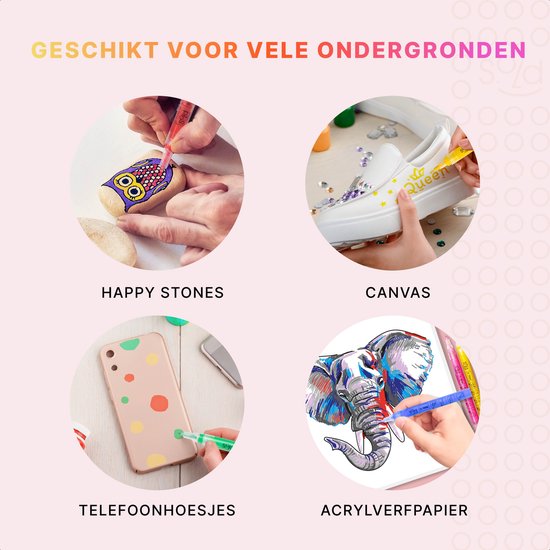 Marqueurs - Stylos - Peinture acrylique - Marqueurs acryliques - Happy Stones - 35 pièces - 20 Couleurs - 2 tailles