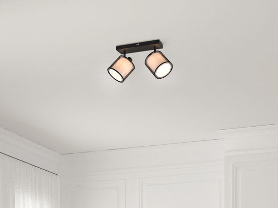 Trio leuchten - LED Ceiling Spot - Plafonnier - E14 - 2 lumières - Rectangle - Noir - Aluminium