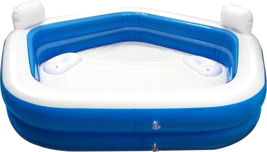 Creative Kids Pentagonal Family Pool - gonflable - 2 chaises longues - 213 x 206 x 60 cm - porte-boissons - appuie-tête