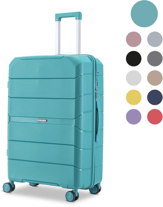 SKYCASES Urban Adventurer - Valise de voyage moyenne - Verrouillage par numéro - 44x27x66cm - 78L - Valise de voyage avec verrouillage de valise - Roues pivotantes - Vert V2