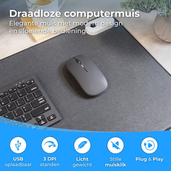 Nuvance Wireless Mouse - Bluetooth - Silent - Laptop & Gaming - Wireless - Computer Mouse - Left & Right Handed - Black