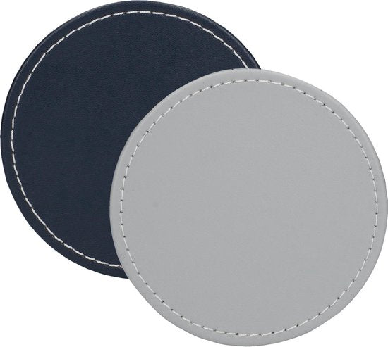 Sous-verres Creative Tops 10 cm en cuir synthétique gris/bleu 4 pièces