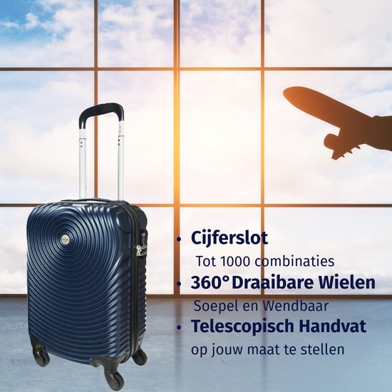 Ceruzo Hand Luggage Suitcase -Trolley - 28L- 51.5 cm - Blue - Spinner Wheels 360°- Numerical Lock Travel Suitcase