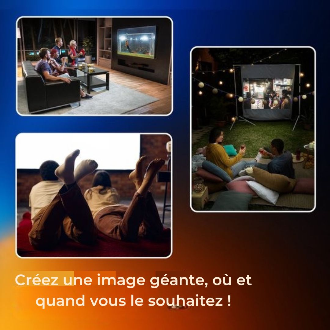 Mini vidéo-projecteur Denver Full HD - Streaming depuis votre téléphone (USB-C) - Mini projecteur - Télécommande incluse - HDMI/AUX/USB-C - PR800 - noir