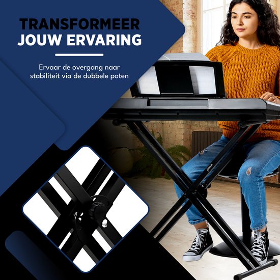 Finesse Keyboard Stand - Adjustable - Tripod - Piano Stand - Keyboard Stand