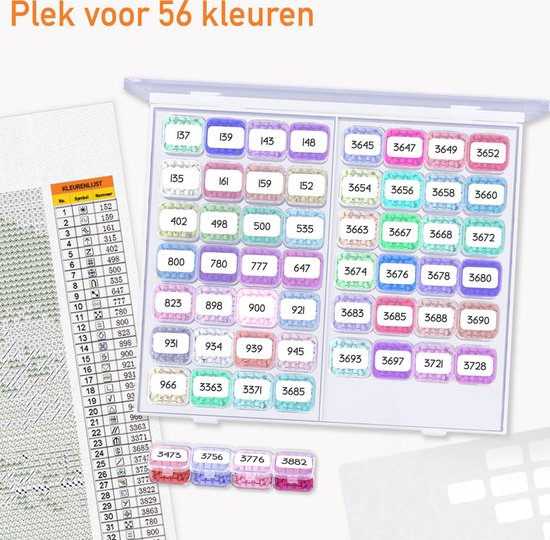 Happy Painter - 56 boîtes de tri - Boîte de rangement - Accessoires de peinture au diamant - boîte à perles - boîte à perles - Adultes et enfants - Emballage complet