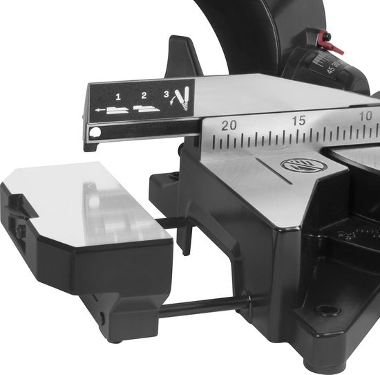 VONROC PRO tronçonneuse - scie d'abattage - scie à onglet - 2200W - Ø255mm - Coupe le bois, le plastique et le métal - Vitesse réglable - Capacité de coupe 340mm - Rallonge de table réglable - Fonction de traction - Inclinable - Butée de longueur - Inclus