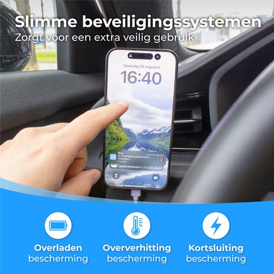 Nuvance - Supports de téléphone pour voiture - Convient pour MagSafe iPhone 12/13/14/15 - Support de téléphone avec chargeur sans fil - Supports de voiture magnétiques - Blanc