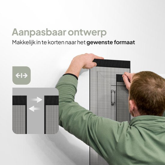 O'DADDY® Fly Curtain Slatted Screen - 150x260 cm - Rideau de porte - Design ajustable - Fibre de verre - Moustiquaire de porte noire