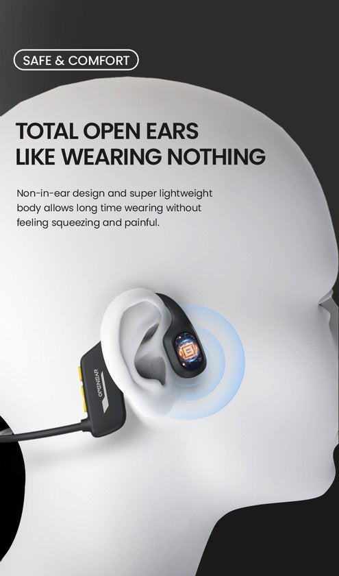 OPENAIR Bone x2 - Casque de natation étanche avec lecteur MP3 32GB et Bluetooth 5.2 - Casque de sport à conduction osseuse - étanche IPX8 - Casque de natation sans fil pour la natation, la course à pied et le fitness