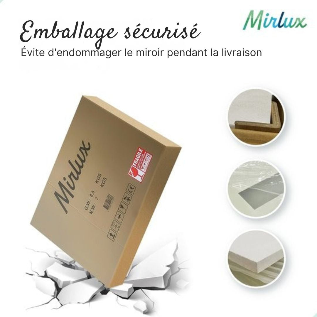 Miroir de salle de bain ovale - Mirlux - 90x60 cm - Eclairage et chauffage LED - anti-buée - Noir