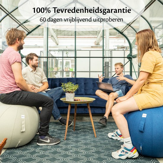 Backerz® Sitting Ball Linen 65 CM - Ballon d'assise avec housse - Tabouret d'équilibre - Ballon de yoga de luxe - Ballon ergonomique pour chaise de bureau - Vert