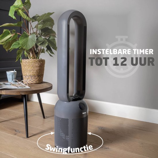 BREND BR-2243 Chauffage par ventilateur sans pales - 2200 Watts - sans pales - affichage LED - minuterie - oscillation - sans danger pour les enfants et les animaux - gris foncé