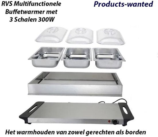 Excellent Electrics - Chauffe-buffet électrique 2 en 1 en acier inoxydable (300W)
