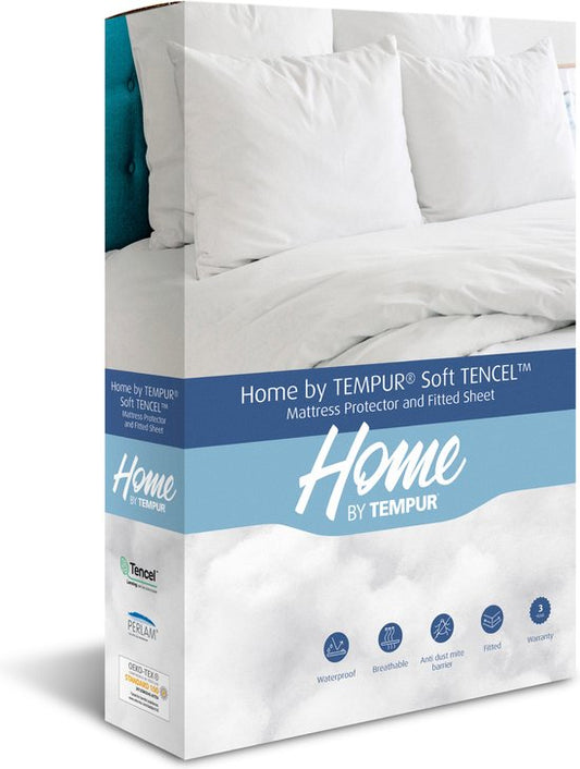 Home by TEMPUR - Protège-matelas - 140 x 200 x 25 cm - Blanc & TENCEL Lyocell - Imperméable et rafraîchissant - Chambre à coucher & hygiène - Anti-acariens et respirant