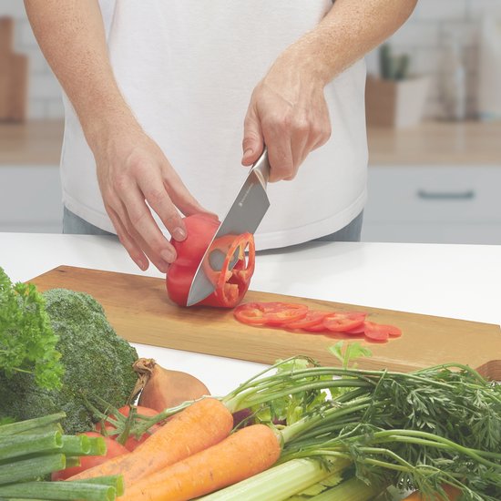 KitchenBrothers Set de couteaux de 16 pièces - avec ciseaux et acier d'affûtage - Argent/Acier inoxydable