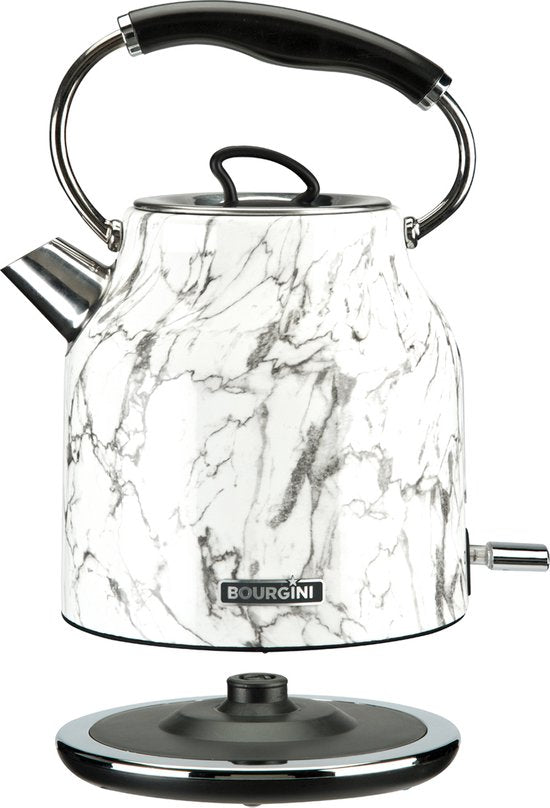Marble Kettle retro - Impression marbrée - Utilisation sans fil - Métal - Filtre à eau anti-brûlure - Grande capacité de 1,7L pour 8 tasses de thé - Sans BPA
