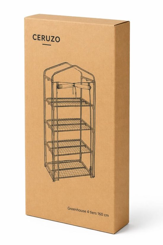 Ceruzo Serre 4 étages - 160 cm - Serre en polyéthylène - Serre de balcon
