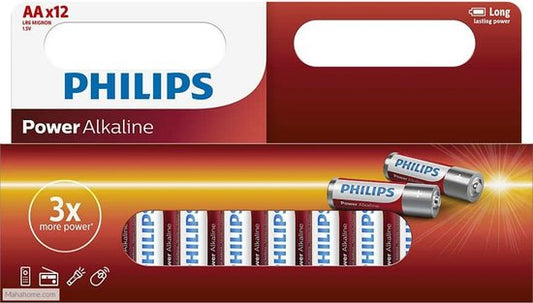 Piles Philips Power Alkaline - AA - 12 pièces