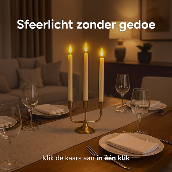 Bougies LED avec flamme mobile - 6 bougies - télécommande incluse - Fausses bougies rechargeables avec flamme vacillante - 300+ heures de combustion - Luft