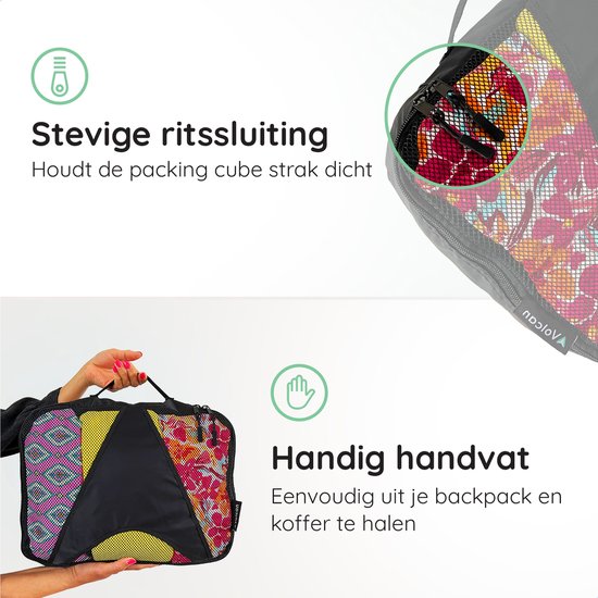 Volcan Packing Cubes - Kit d'organisation pour valise - 3 pièces - Pour sac à dos et valise - Noir