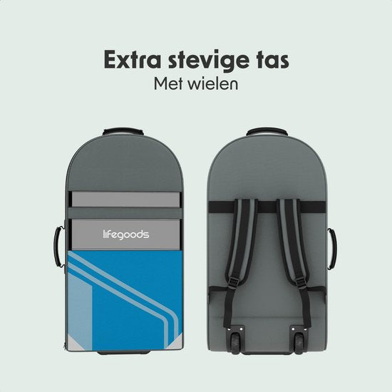 LifeGoods SUP Board Tandem - 2 personnes - 220 KG de capacité de charge - 381 x 86 cm - Gonflable - Pack Sup complet - Bleu ciel