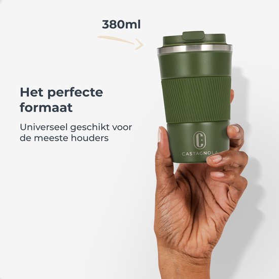 Mug thermos Castagnola - Tasse à café To Go - Mug de voyage pour le café et le thé - Mug à thé - 380 ML - acier inoxydable - Vert