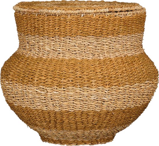 Mica Decorations Panier de rangement Tacoma avec couvercle - H48 x Ø55 cm - Jute - Jaune