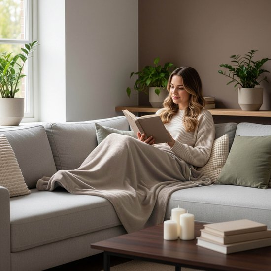 Inventum HB185T Couverture chauffante électrique 180x130 cm - Simple - 4 niveaux de chaleur - Lavable - Arrêt automatique - Polaire - Taupe