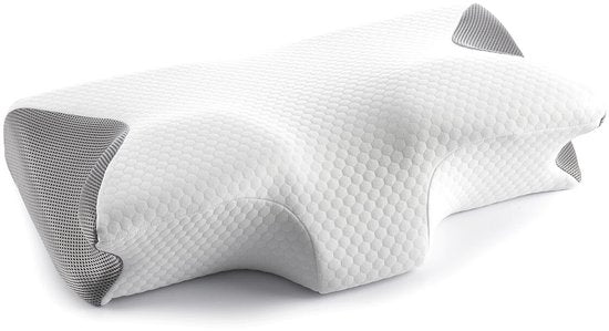 Oreiller Butterfly Sleeptight - Oreiller orthopédique contre les douleurs cervicales - Oreiller ergonomique anti-ronflement - Oreiller d'apnée en mousse à mémoire de forme - 65x35x13cm