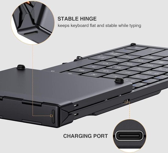 ProtoArc Foldable Keyboard - Full-Size Wireless Keyboard - Travel Keyboard Portable - Bluetooth Keyboards - Laptop IOS Android Windows Tablet iPad Smartphone PC Computer - Black