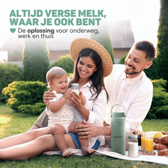 Vulpes Goods® BabyCare - Refroidisseur de lait pour les déplacements - Refroidisseur de lait maternel portable - Bouteille en acier inoxydable de 750 ml + 2 bouteilles de 300 ml sans BPA - Refroidissement jusqu'à 24 heures - Refroidisseur de lait maternel