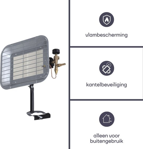 Chauffage de terrasse au gaz Perel, butane ou propane, 4500 W