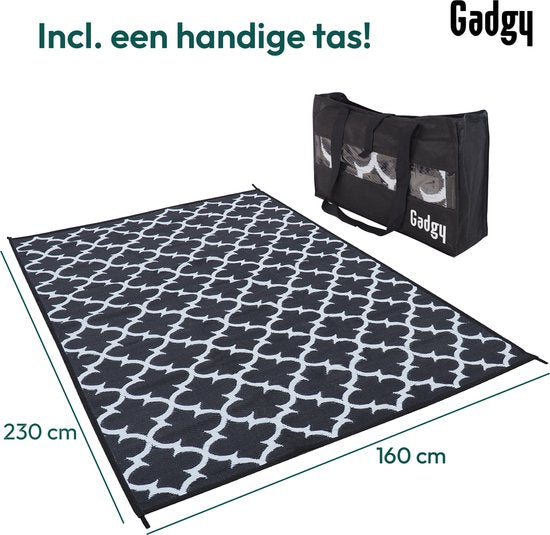 Gadgy Buitenkleed Vloerkleed XL - 230x160 cm - Campingkleed - Picknickkleed - Tuintapijt - Buitentapijt - Balkon Kleed - Omkeerbaar - Incl. Draagtas - Tuindecoratie Zomer 2024
