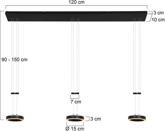 Steinhauer - lampe suspendue - Piola - noir - métal acrylique - lampe design - LED - 3501ZW