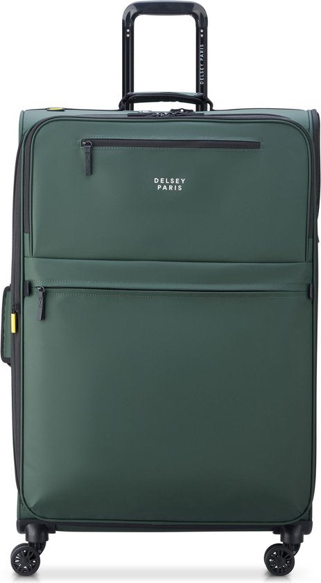 Valise souple – Delsey Paris Maubert 2.0 – Extensible – RFID – 4 doubles roulettes – 79 cm – Vert foncé