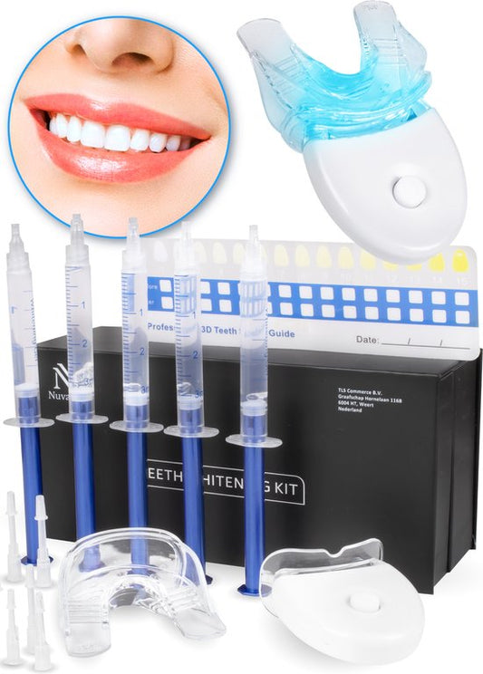 Nuvance - Kit de blanchiment des dents - 5 seringues sans peroxyde (0%) - Blanchisseurs de dents - Kit de blanchiment des dents - Dents blanches