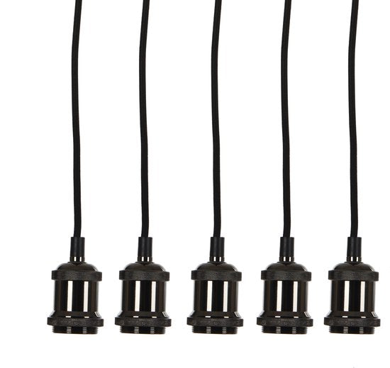 Mica Decorations Lampe pendante Fuga - E27 - Lot de 5 - IP20 - 150 x Ø15 cm - Noir