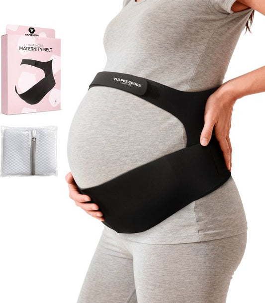 Vulpes Goods® Babycare - Bande abdominale de grossesse - Ceinture de grossesse ajustable - Bande abdominale de grossesse - Invisible et respirante - Soutien abdominal et dorsal - Taille L - Bande pelvienne - Ceinture de grossesse - Soutien pelvien - Sac d