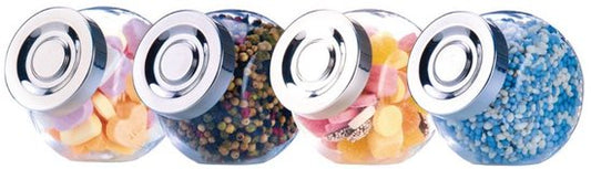 Alpina Stockpots Glass With Lid - Set of 4 200 ml Glass Stockpots - Glass Jar with Screw Lid - Kitchen, Spices or Decorations