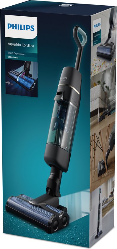 Philips - Aspirateur sans fil - AquaTrio Cordless 7000 Series XW7110/01 - Fonction séchage et balayage - Gris